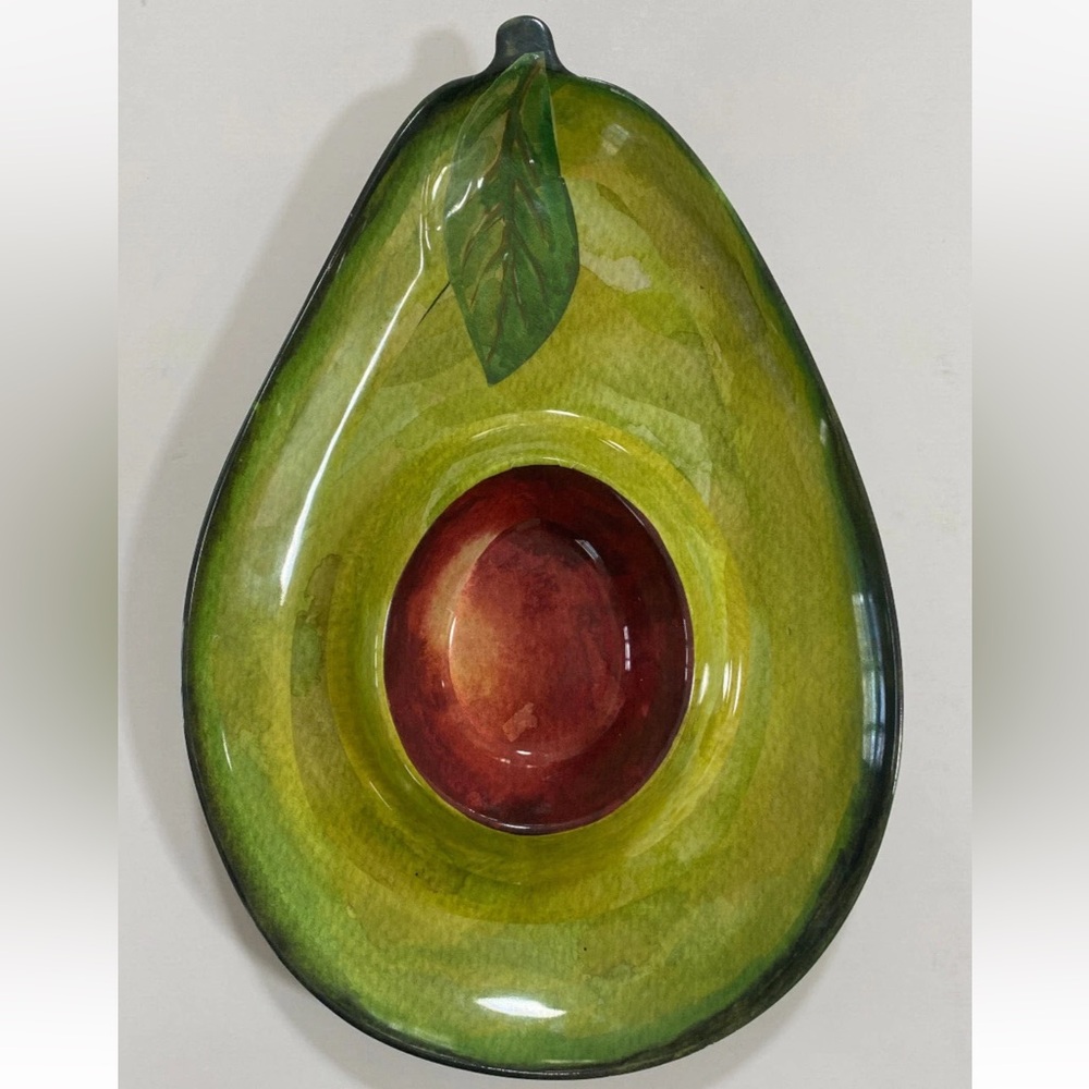 Avocado Chip and Dip Melamine Serving Tray. Green Avocado Shaped Plate.